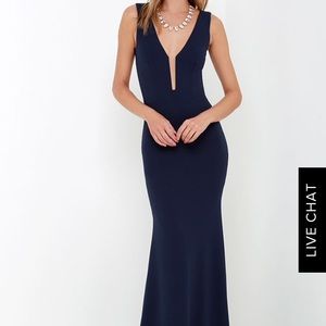 Lulus Party Calendar Navy Blue Maxi dress XS